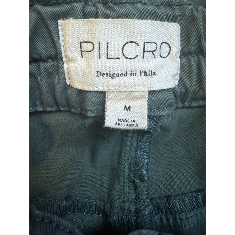 Anthropologie Pilcro The Izzie Relaxed Barrel Pants Pull On Twill Green Medium - Picture 9 of 11
